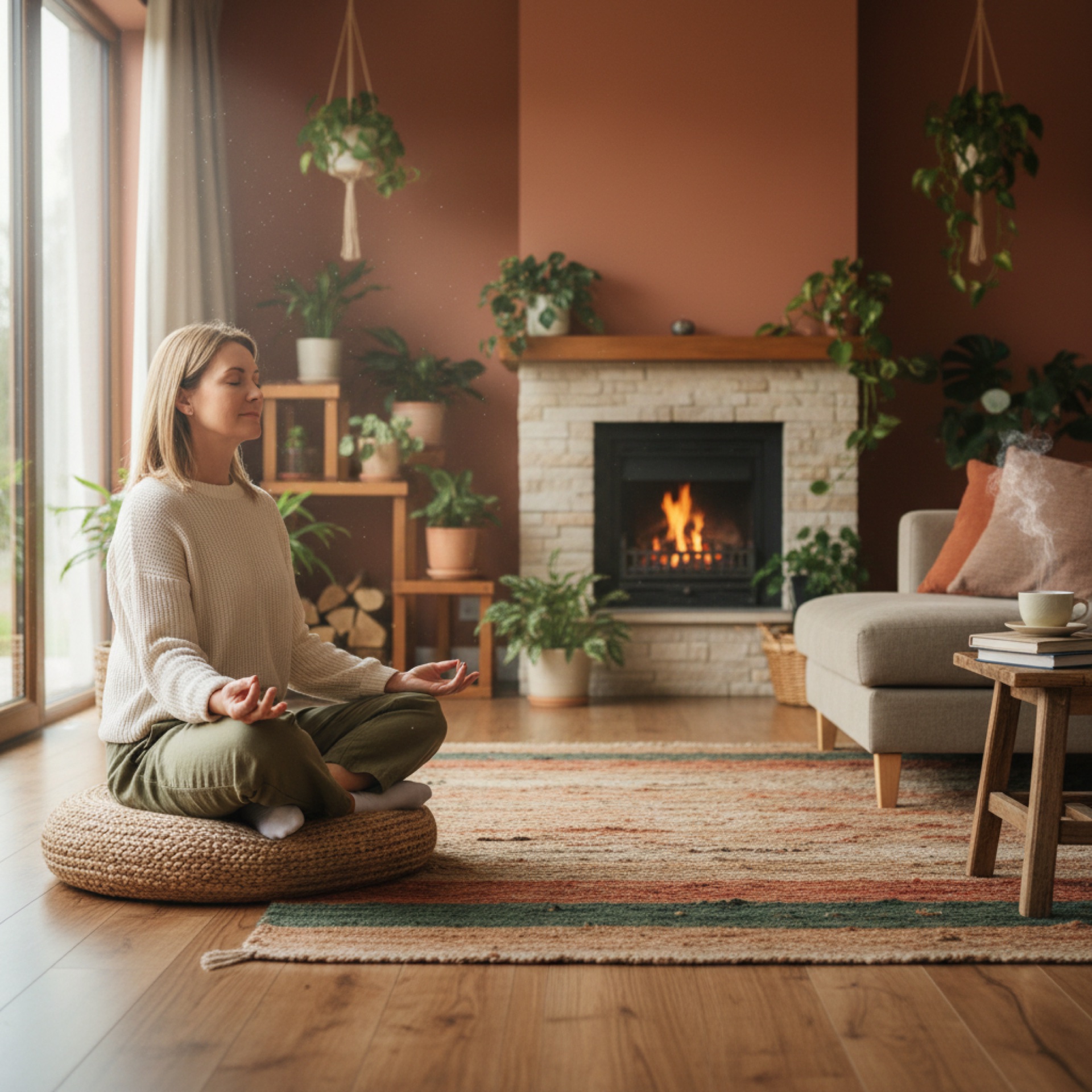 Peaceful meditation in Irish countryside